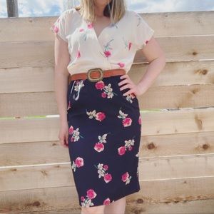 {sold} 1970s Floral Leslie Fay Midi Dress